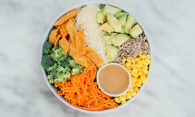 Beautiful shot of the "Fave" salad from Mandy's.