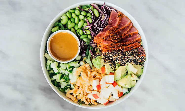 Gorgeous shot of Mandy's Salads' Seared Tuna